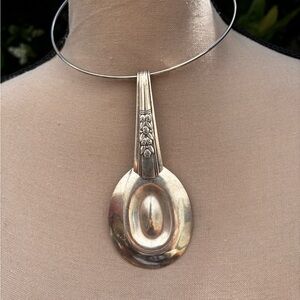 Vintage-Inspired Silver Spoon Pendant Necklace - Floral Handle